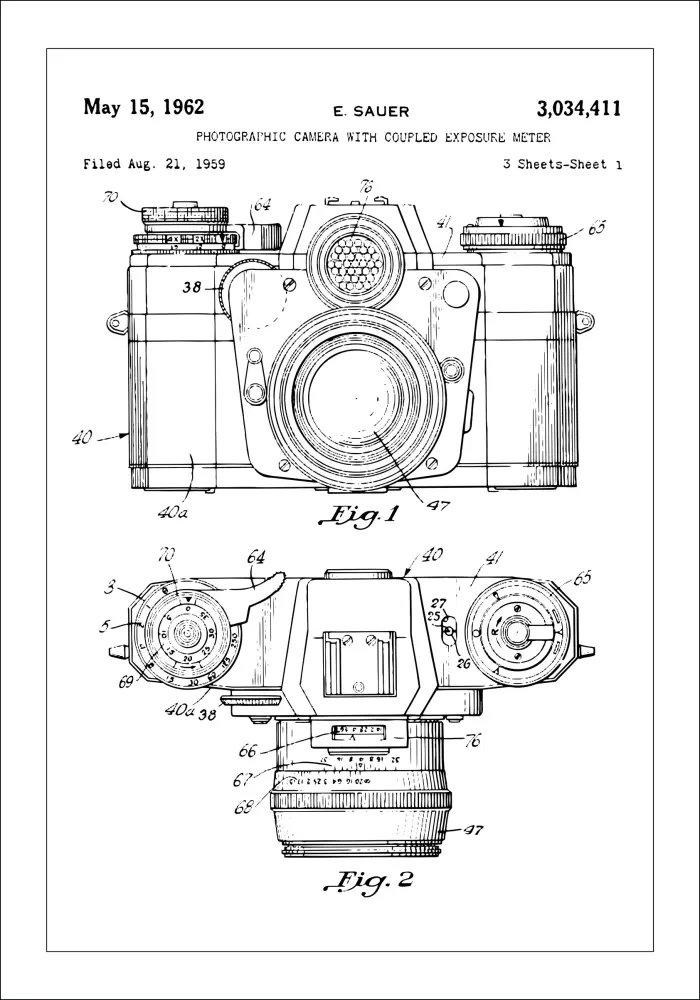 Desenho de patentes - Máquina fotográfica I Póster