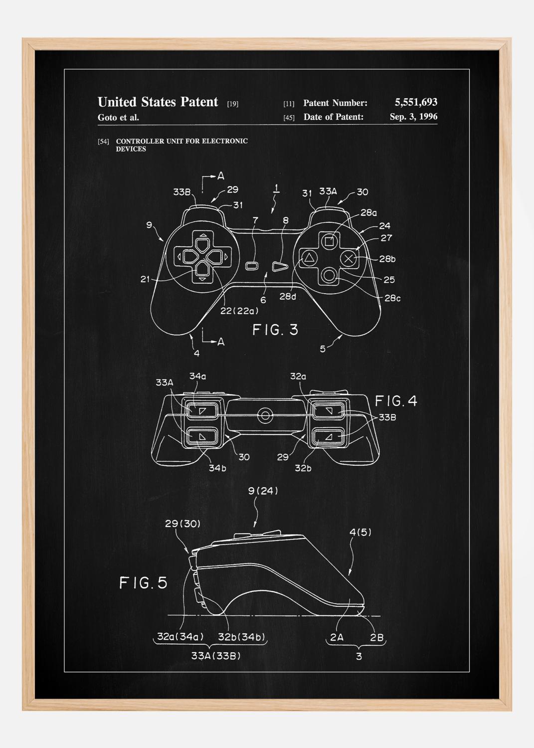 Product Image for Patent Print - Game Controller II - Black Póster (21x29.7 cm (A4))