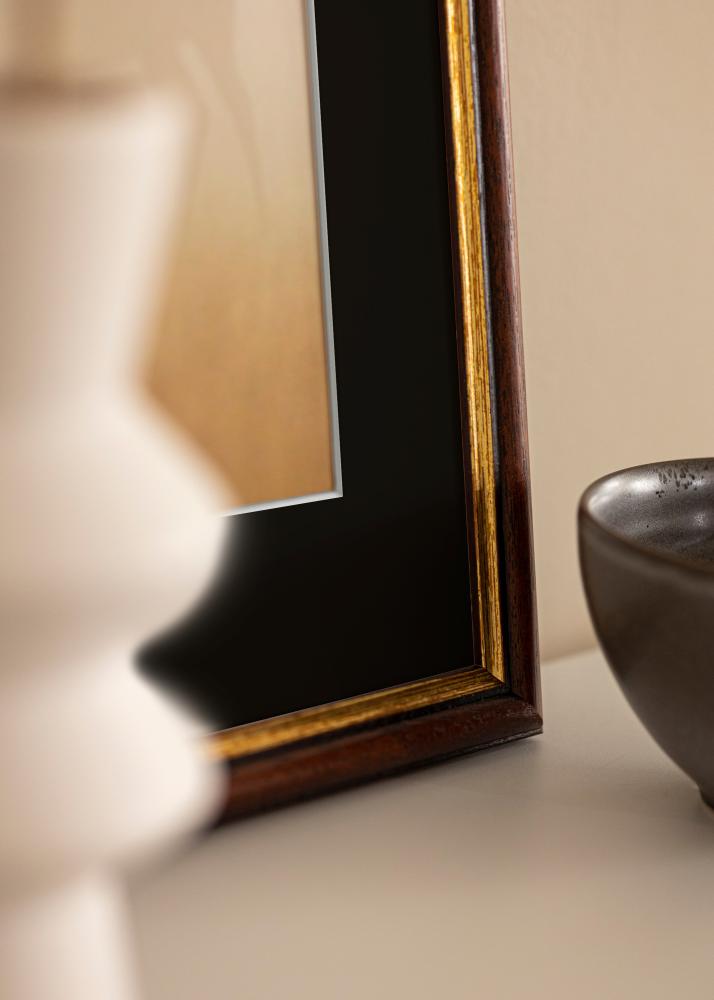 Moldura Siljan Castanho 40x50 cm - Passe-partout Preto 27x35 cm