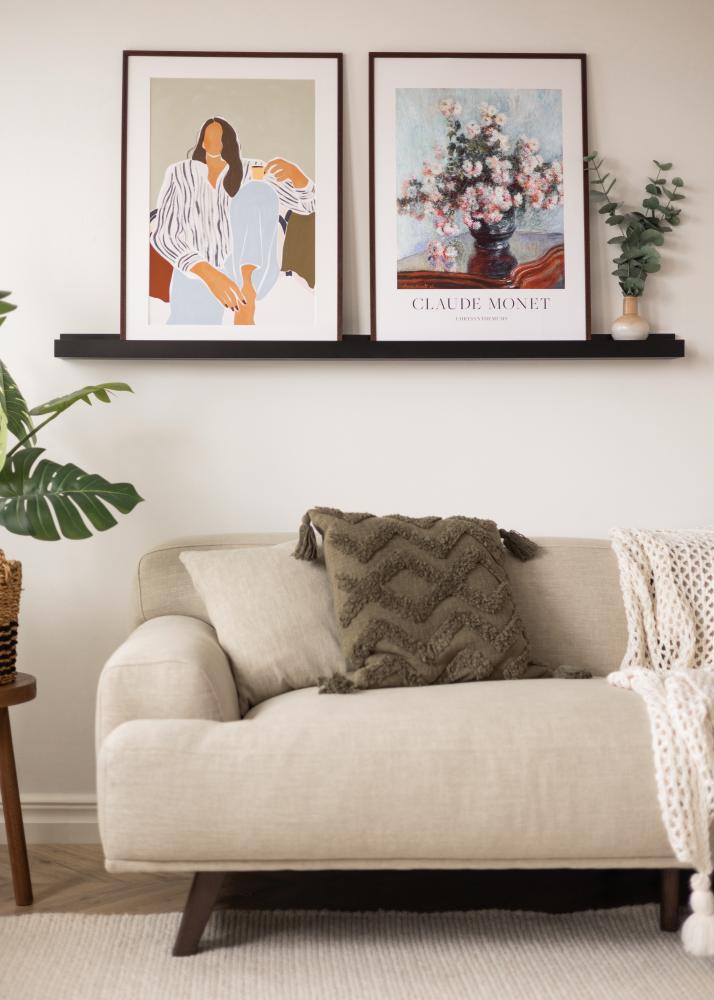 KAILA Prateleira de Quadros Preta 140 cm