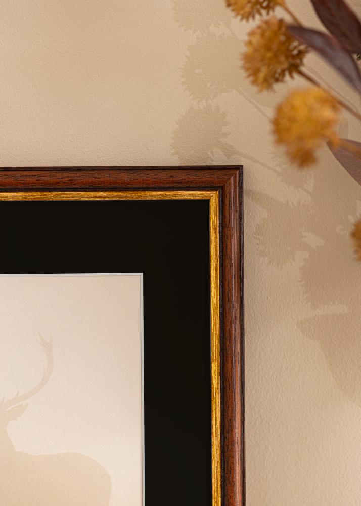 Moldura Siljan Castanho 40x50 cm - Passe-partout Preto 27x35 cm