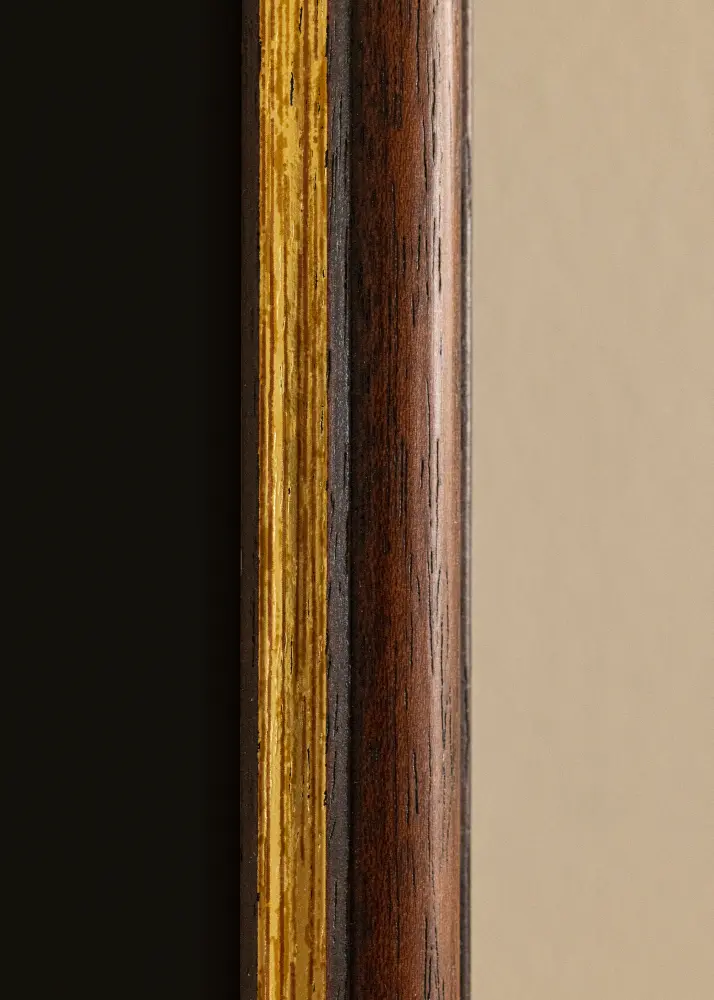 Moldura Siljan Castanho 18x24 cm - Passe-partout Preto 13x17 cm