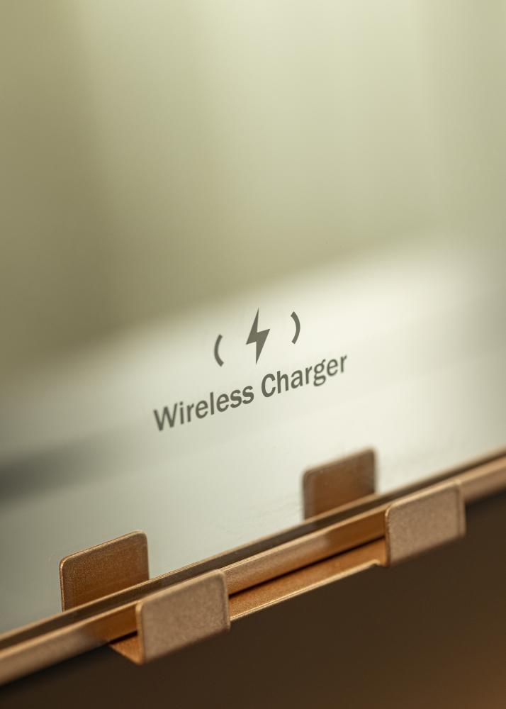 KAILA Espelho p/ toucador Hollywood 12 Ouro rosado carregador sem fios 30x41 cm