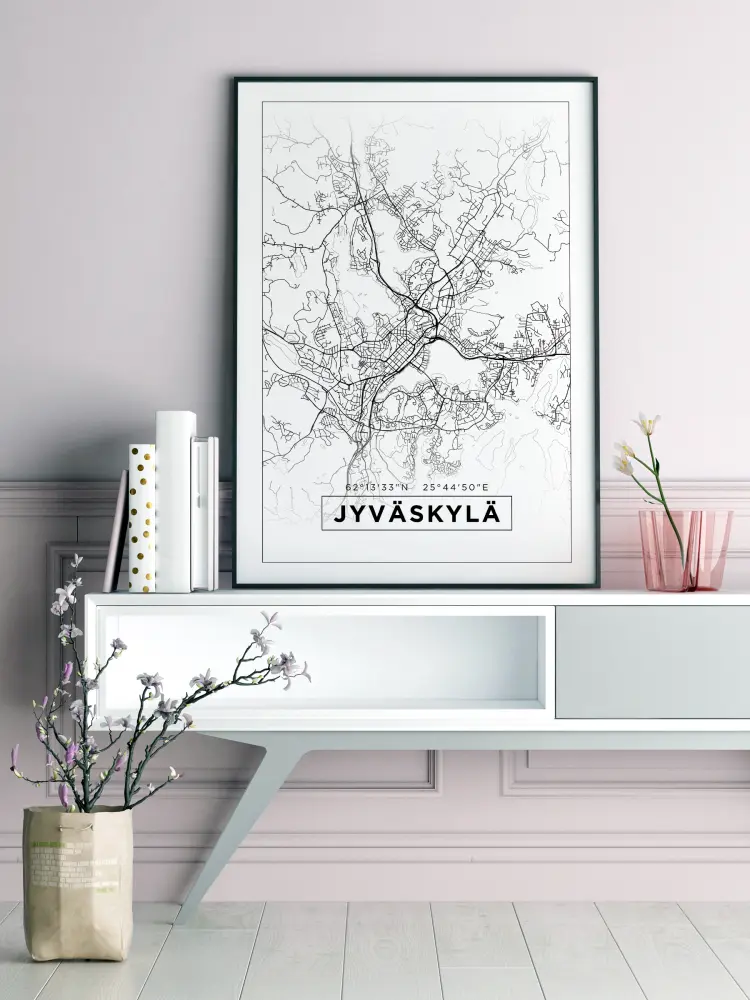 Mapa - Jyväskylä - Cartaz Branco