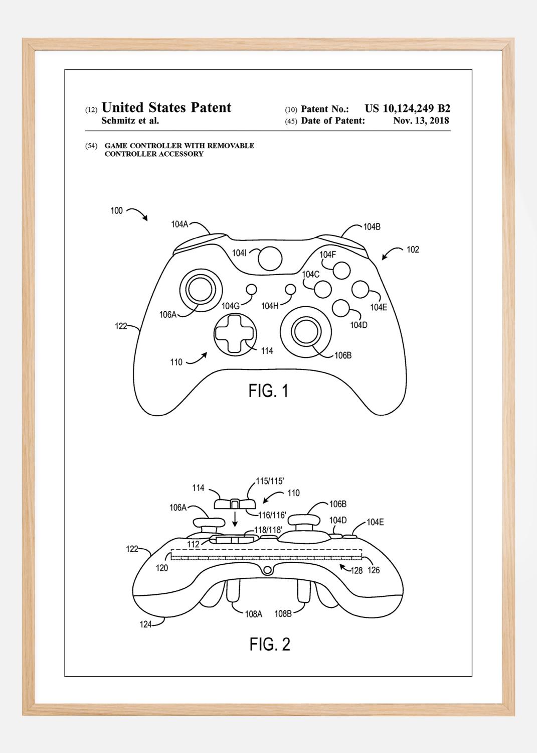 Product Image for Patent Print - Game Controller III - White Póster (21x29.7 cm (A4))