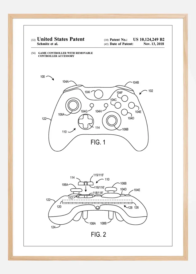 Patent Print - Game Controller III - White Póster