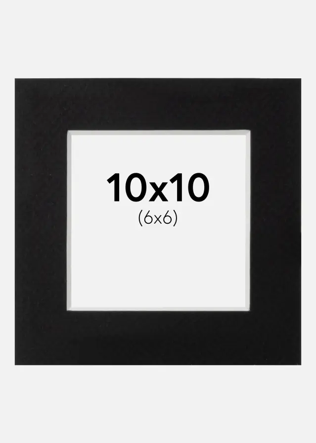 Passe-partout Preto Padrão (Bordo interior branco) 10x10 cm (6x6)