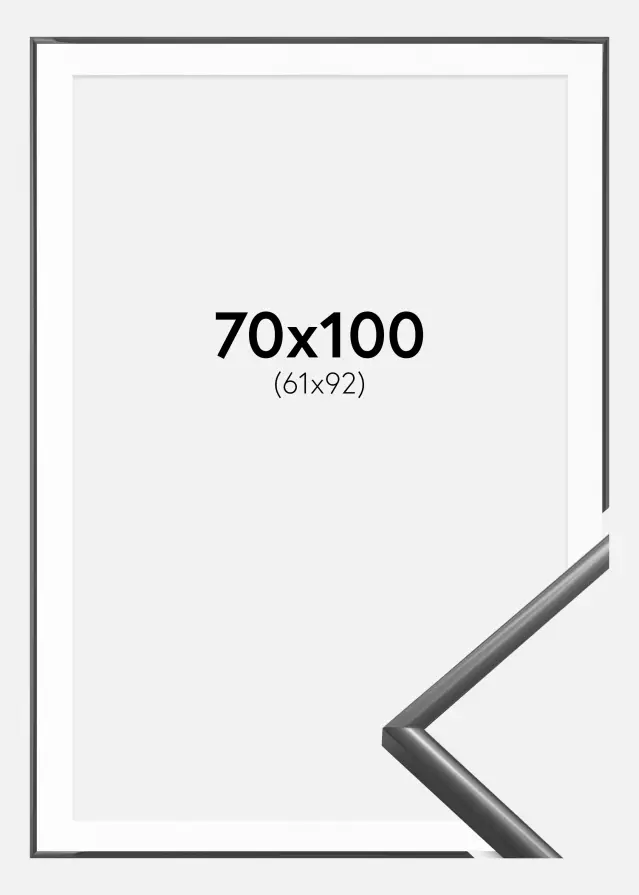 Moldura New Lifestyle Cinzento-escuro 70x100 cm - Passe-partout Branco 62x93 cm