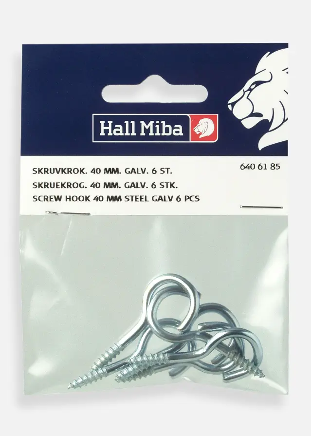 Ganchos de parafuso 40 mm em aço galvanizado 6 un.