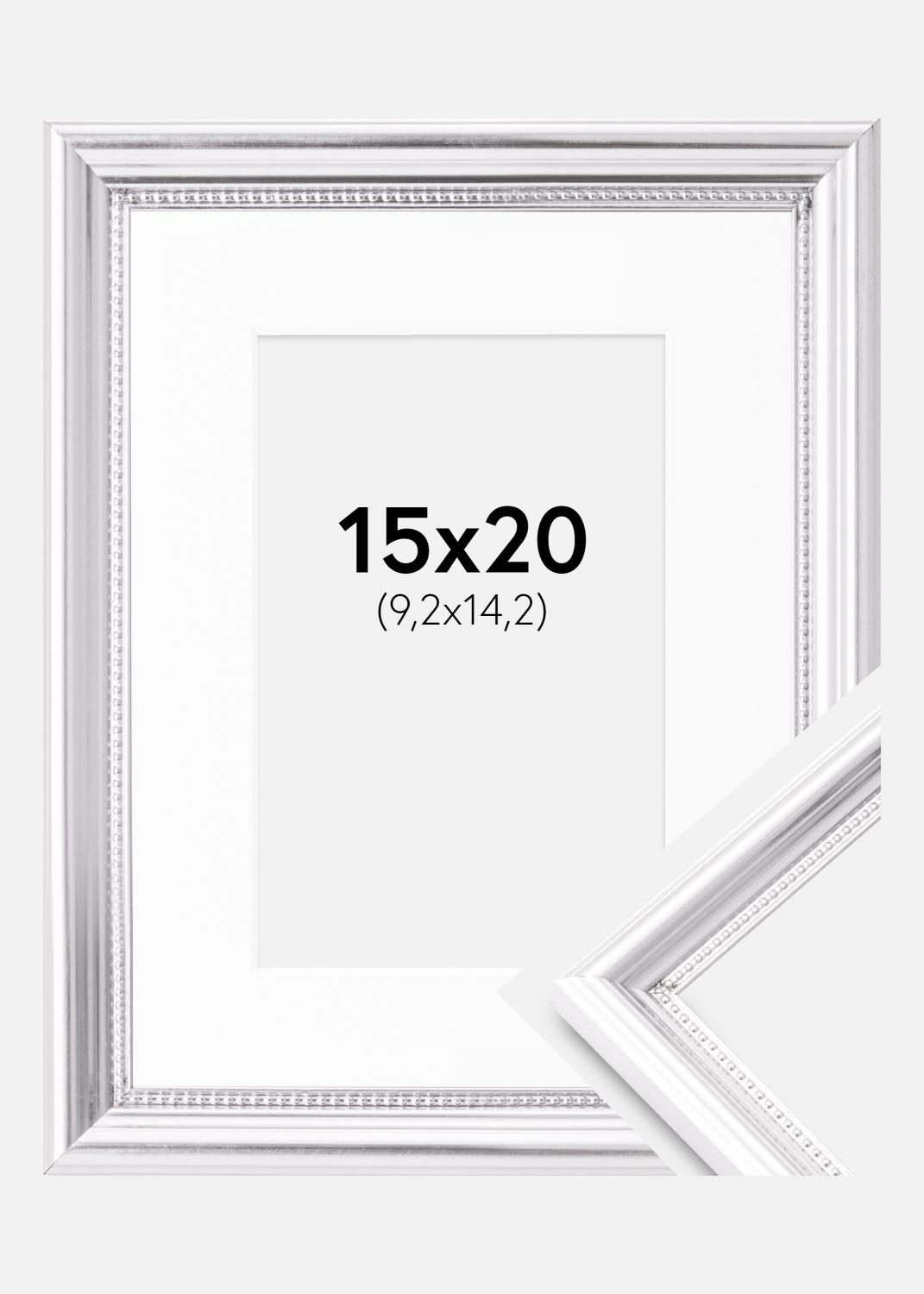 Product Image for Moldura Gala Prateado 15x20 cm - Passe-partout Branco 4x6 inches