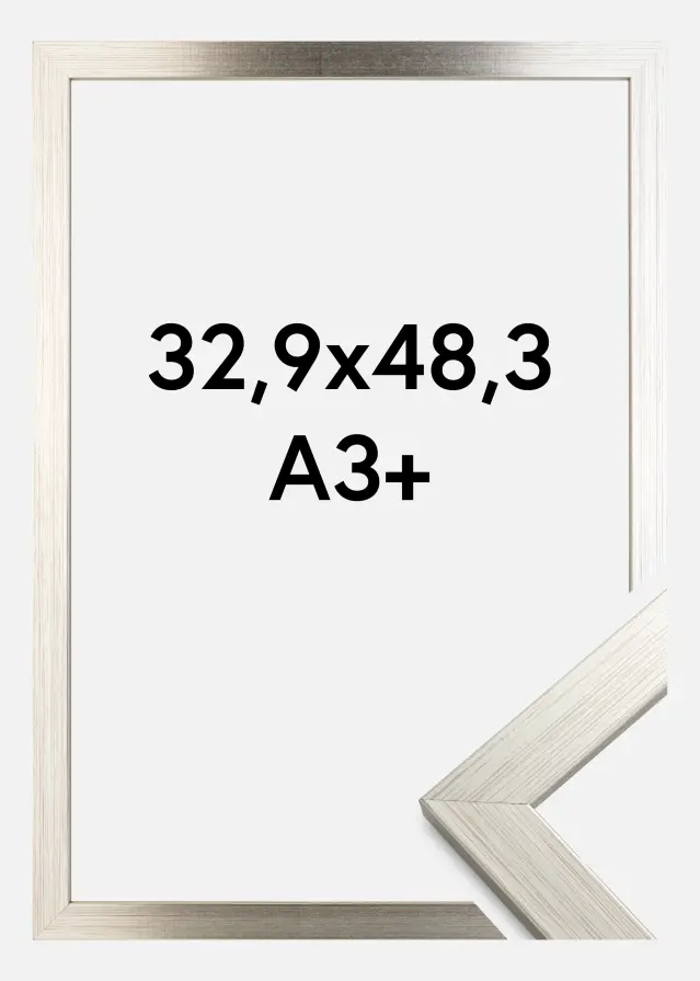 Moldura Prateado Wood Vidro acrílico 32,9x48,3 cm (A3+)