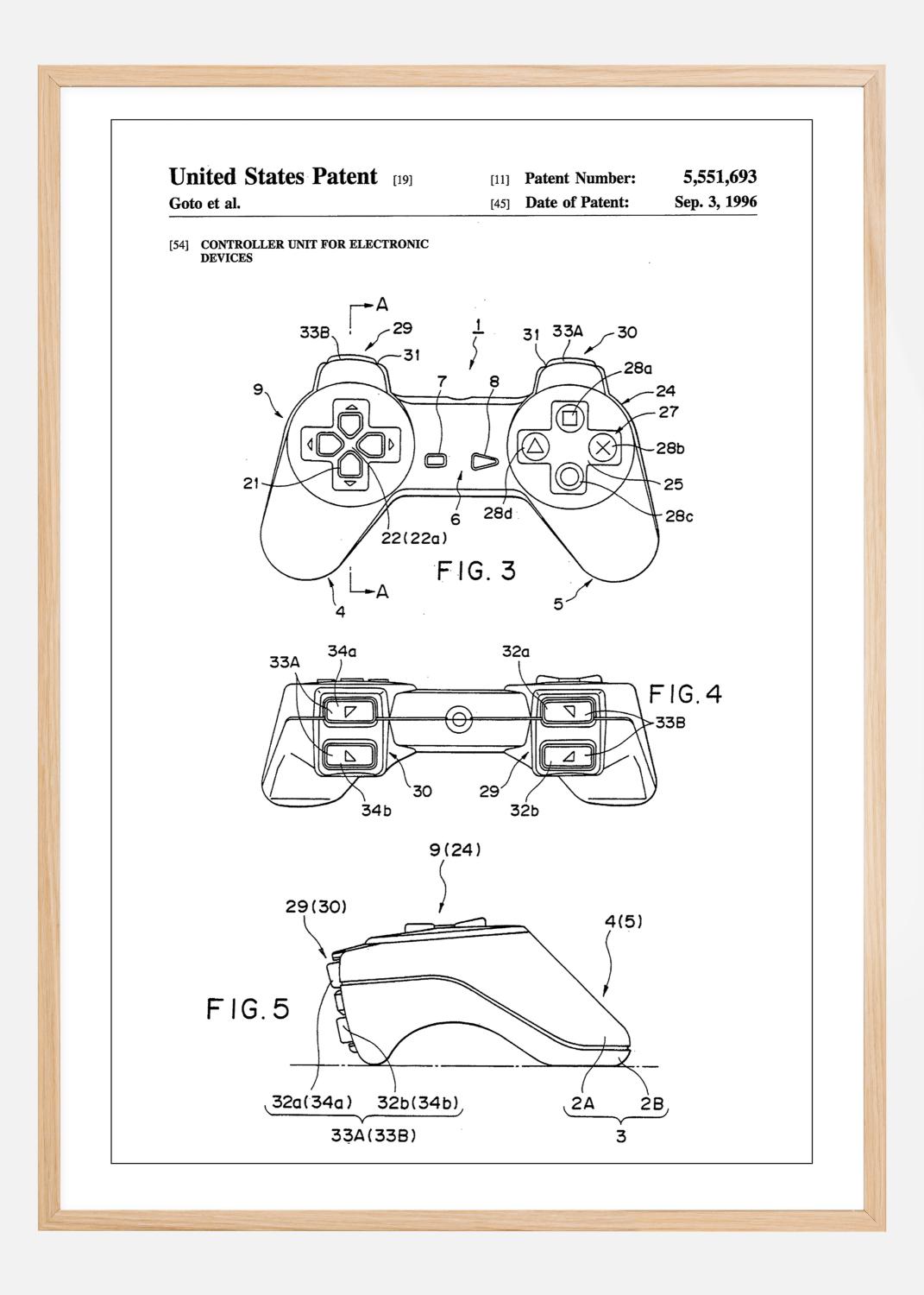 Product Image for Patent Print - Game Controller II - White Póster (21x29.7 cm (A4))