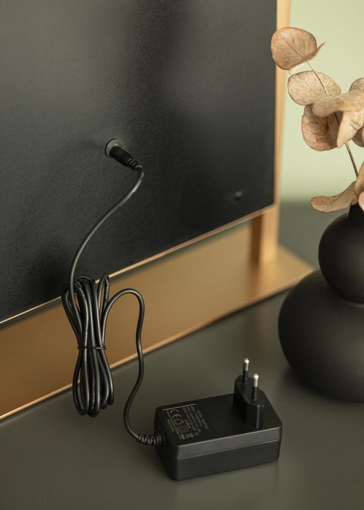 KAILA Espelho p/ toucador Hollywood 12 Ouro rosado carregador sem fios 30x41 cm