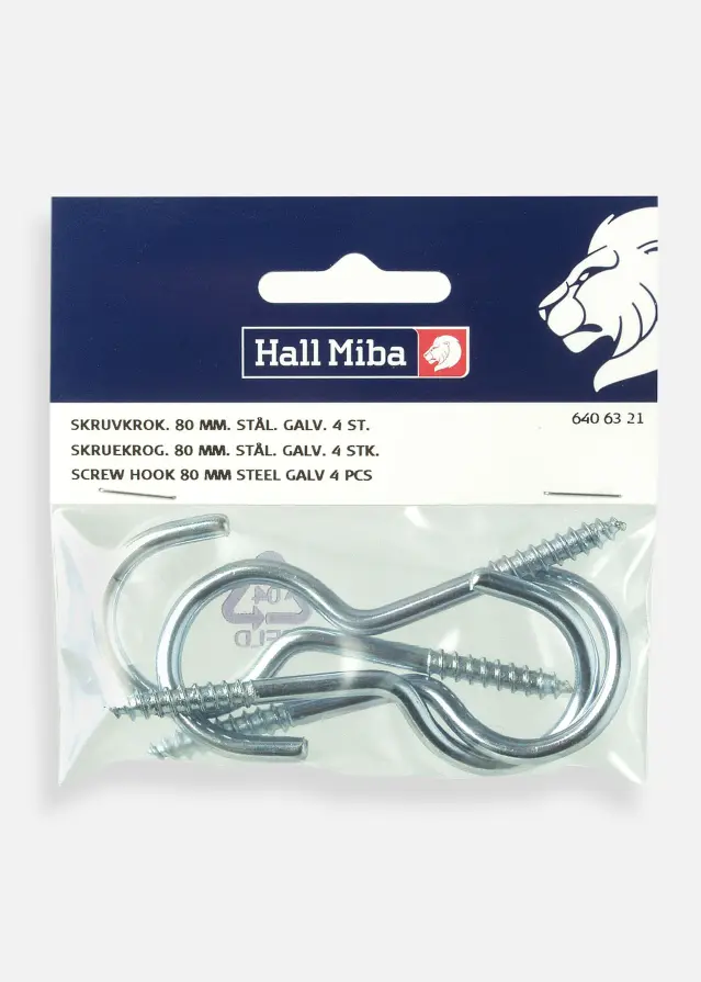 Ganchos de parafuso 80mm em aço galvanizado 4 un.