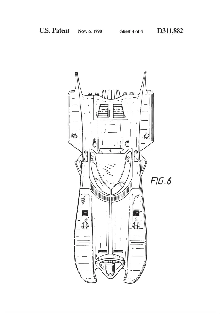 Desenho de patentes - Batman - Batmobile 1990 IIII Póster