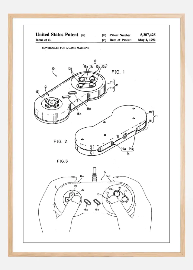 Patent Print - Game Controller I - White Póster