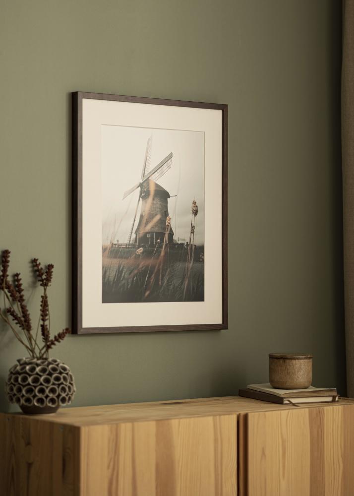 Moldura E-Line Vidro acrílico Nogueira 50x50 cm