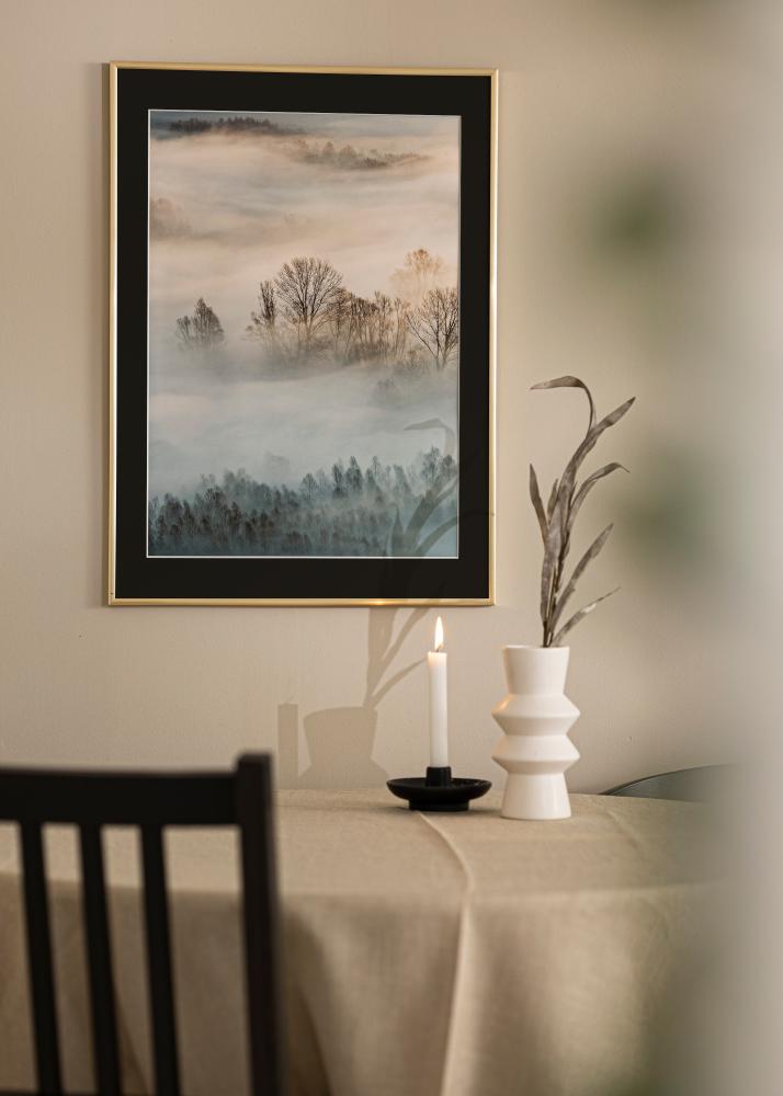 Moldura New Lifestyle Dourado 30x40 cm - Passe-partout Preto 8x12 inches