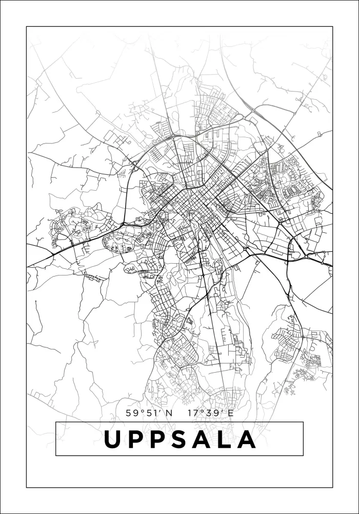 Mapa - Uppsala - Cartaz Branco
