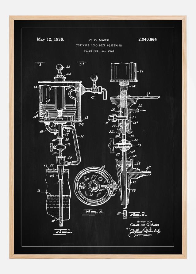 Patent Print - Portable Cold Beer Dispenser - Black Póster