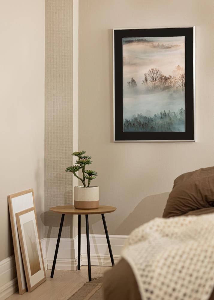 Moldura New Lifestyle Prateado 70x100 cm - Passe-partout Preto 24x36 inches