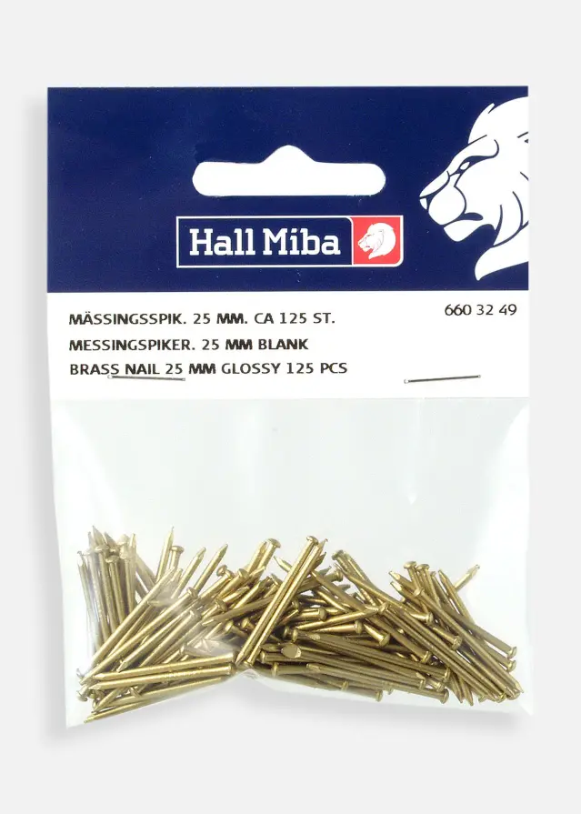 Pregos de latão 25 mm com brilho 125 un.
