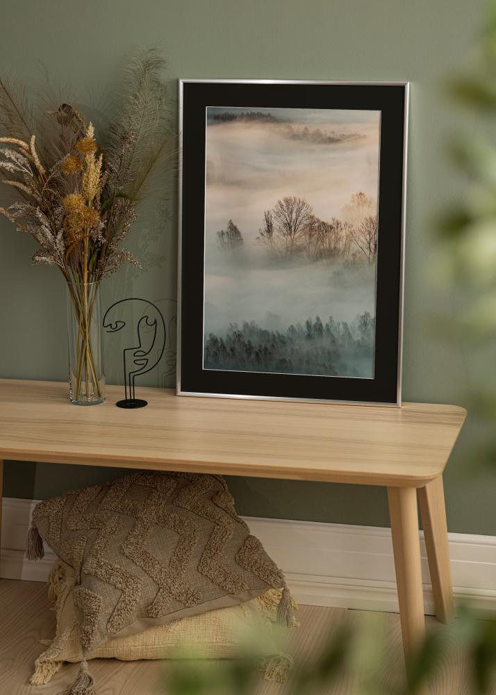 Moldura New Lifestyle Prateado 70x100 cm - Passe-partout Preto 24x36 inches