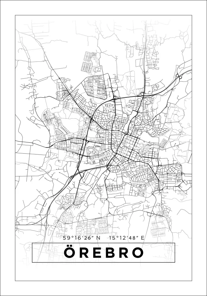 Mapa - Örebro - Cartaz Branco