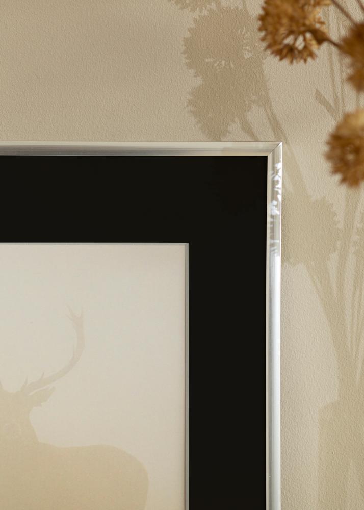 Moldura New Lifestyle Prateado 70x100 cm - Passe-partout Preto 24x36 inches