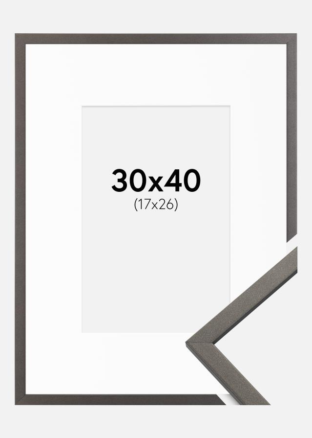 Moldura Edsbyn Grafite 30x40 cm - Passe-partout Branco 18x27 cm