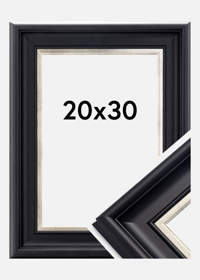 Moldura Dalarna Vidro acrílico Preto-Prateado 20x30 cm