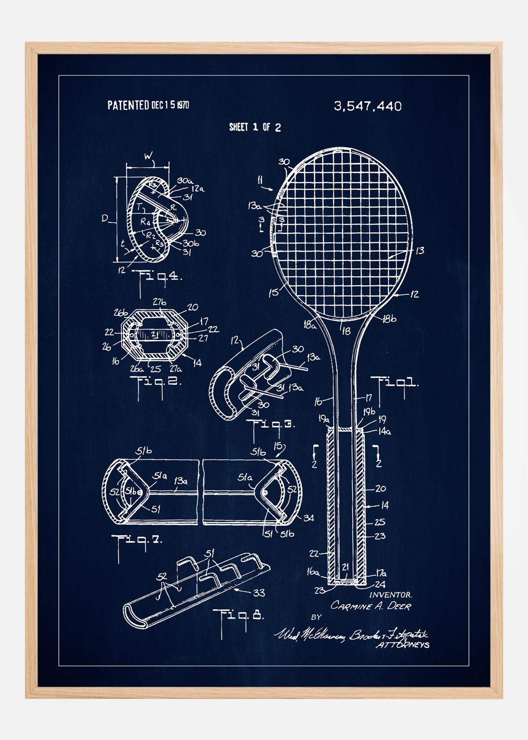Product Image for Patent Print - Tennis Racket - Blue Póster (21x29.7 cm (A4))