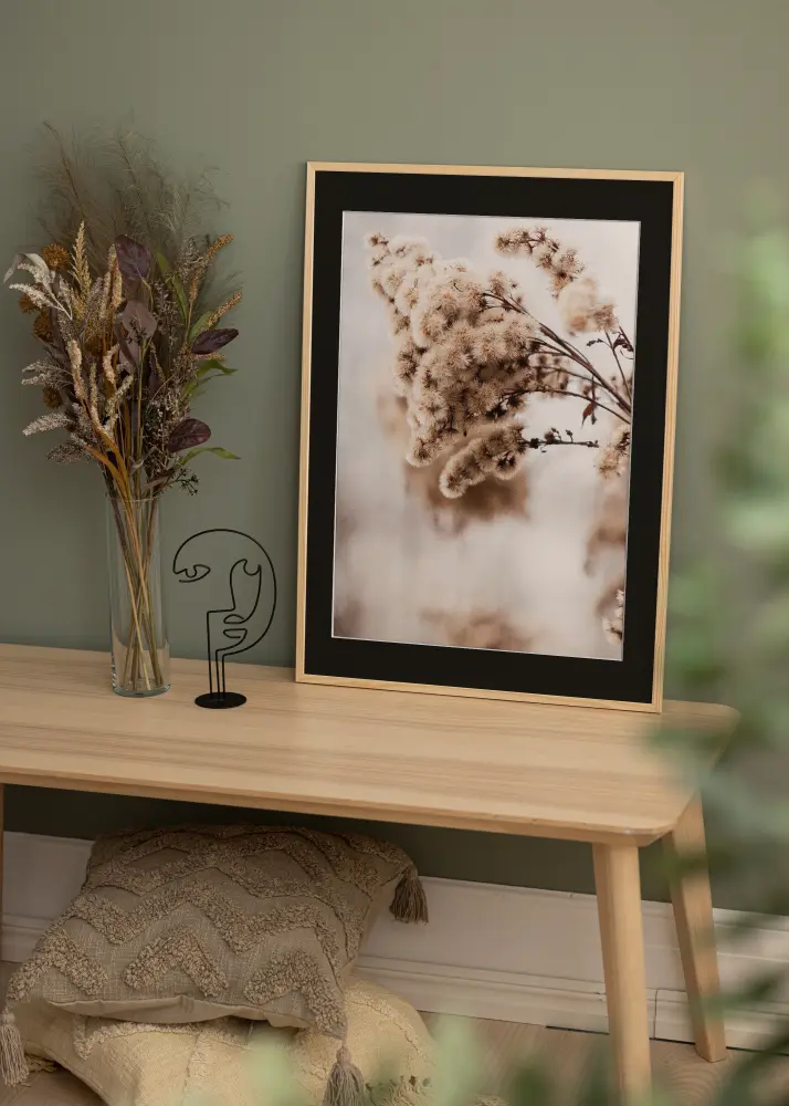 Moldura Galant Pinho 30x40 cm - Passe-partout Preto 21x29,7 cm (A4)