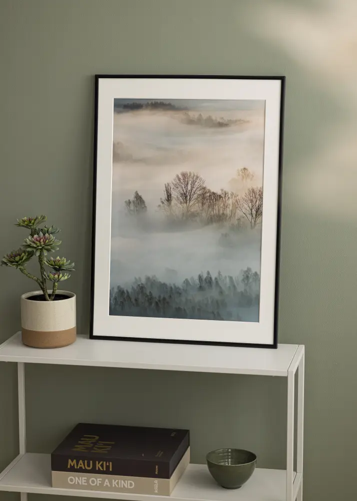 Moldura New Lifestyle Preto mate 40x40 cm - Passe-partout Branco 30x30 cm