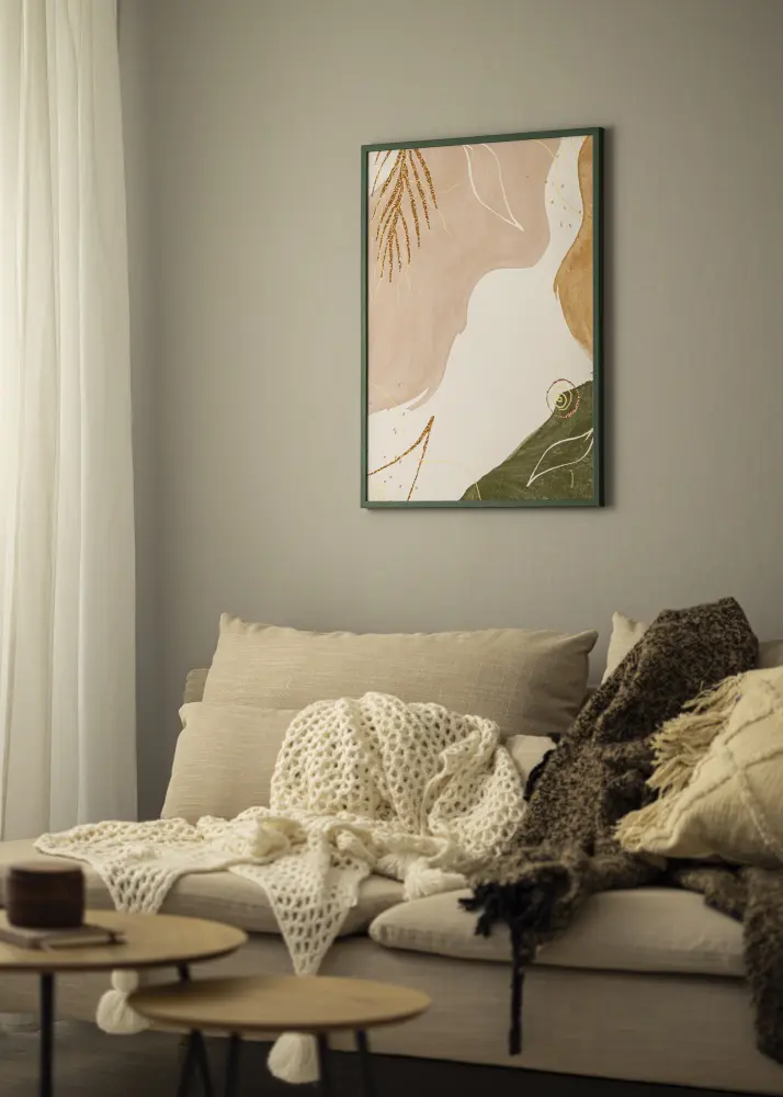 Moldura E-Line Verde 30x40 cm - Passe-partout Branco 21x30 cm