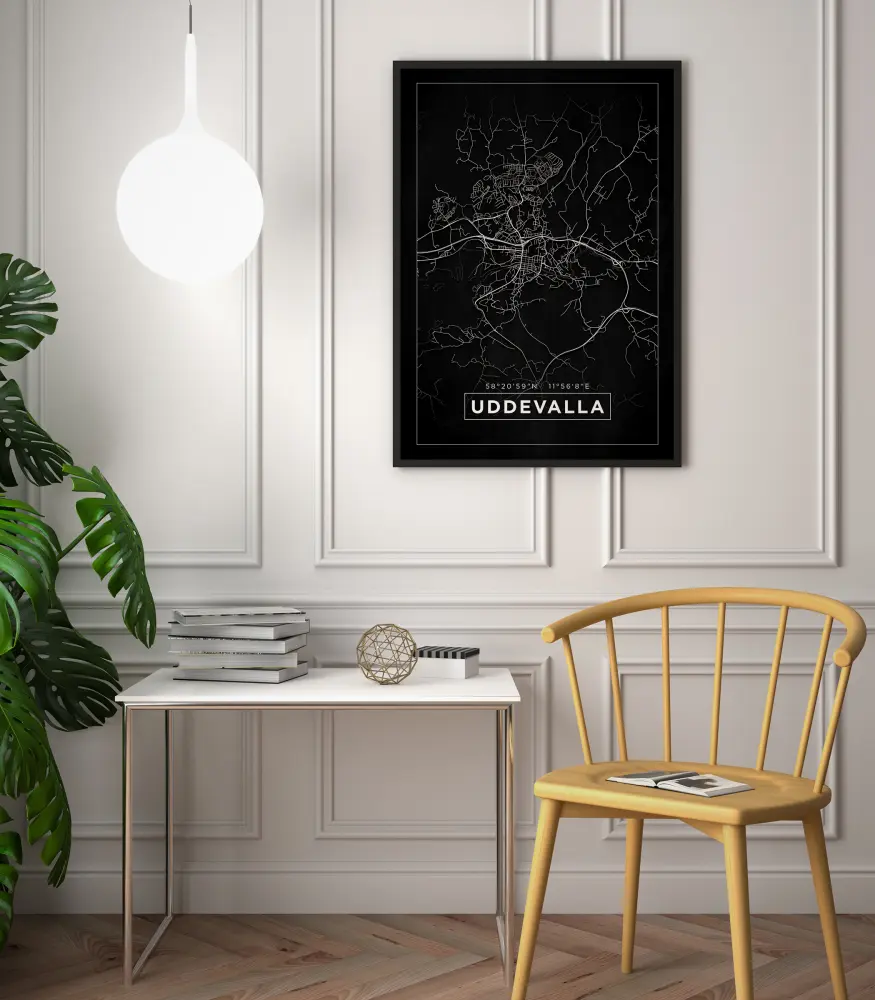 Mapa - Uddevalla - Cartaz Preto