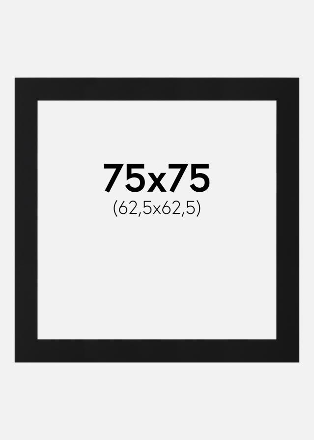 Passe-partout Preto Padrão (Bordo interior branco) 75x75 cm (62,5x62,5)