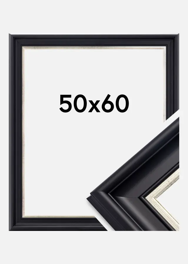 Moldura Dalarna Vidro acrílico Preto-Prateado 50x60 cm