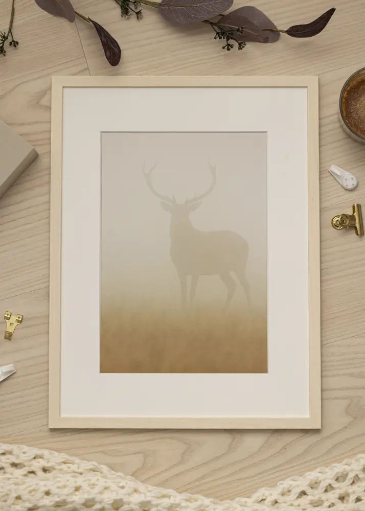 Moldura Edsbyn Ácer 40x50 cm - Passe-partout Branco 29,7x42 cm (A3)