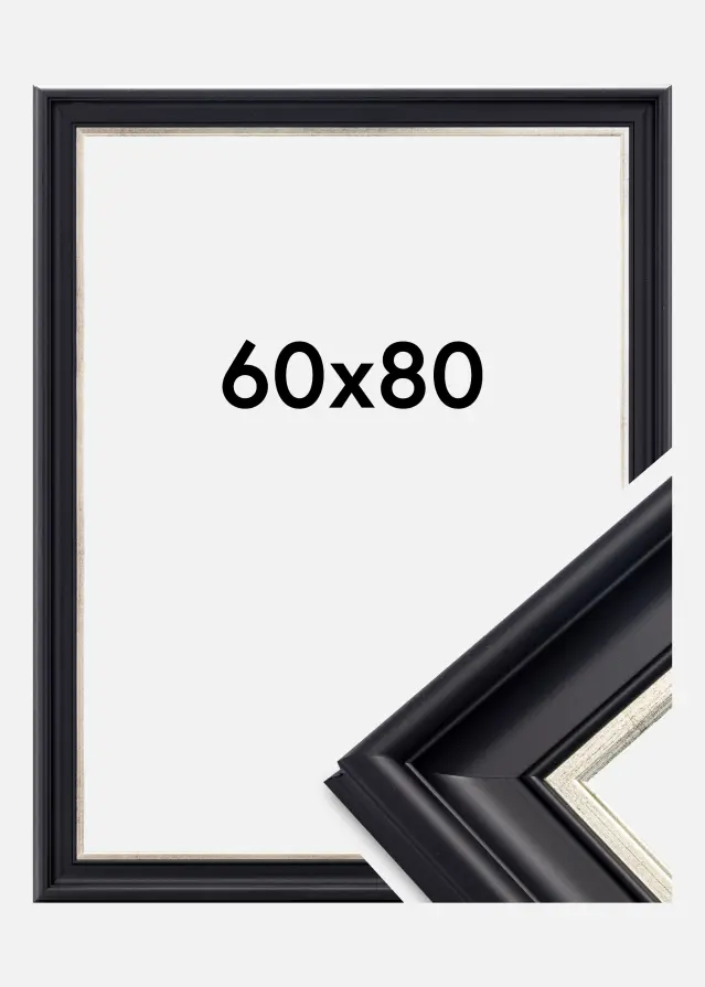 Moldura Dalarna Vidro acrílico Preto-Prateado 60x80 cm