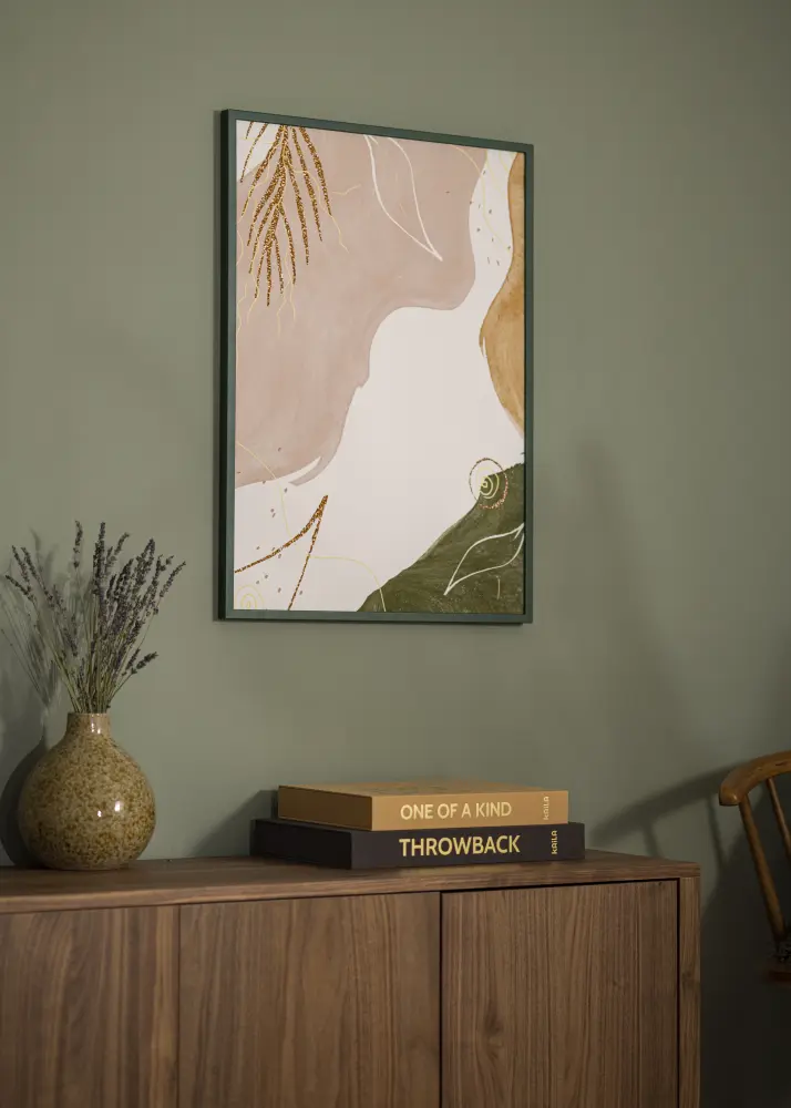 Moldura E-Line Verde 30x40 cm - Passe-partout Branco 21x30 cm
