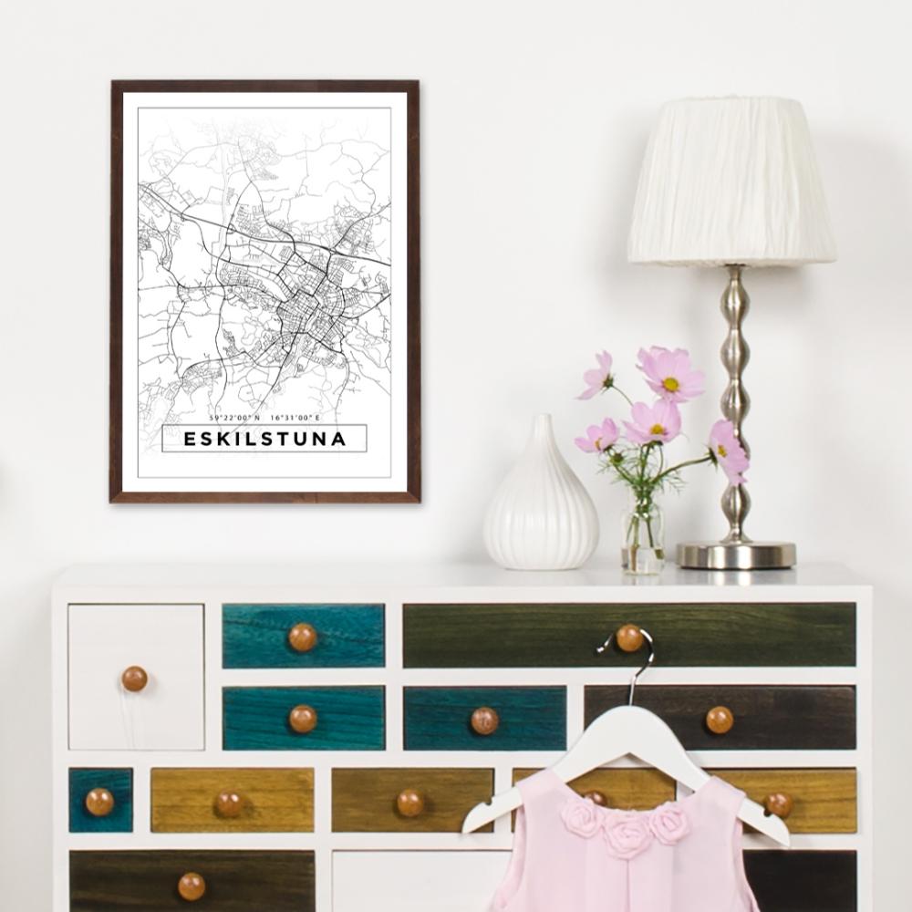 Mapa - Eskilstuna - Cartaz Branco