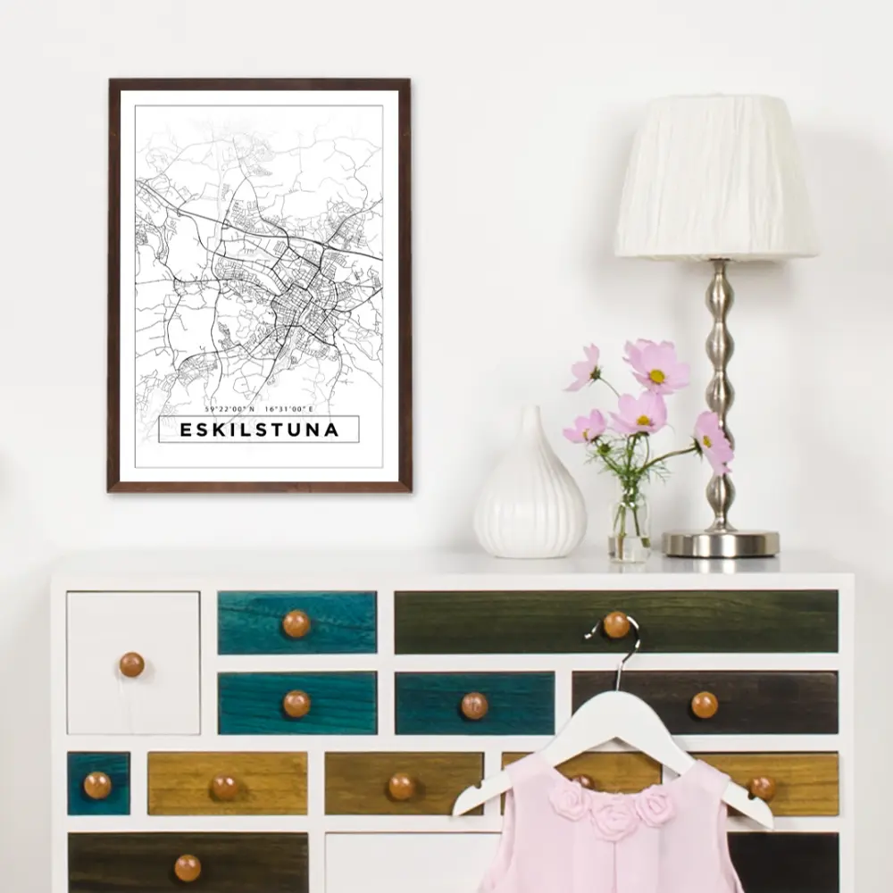 Mapa - Eskilstuna - Cartaz Branco