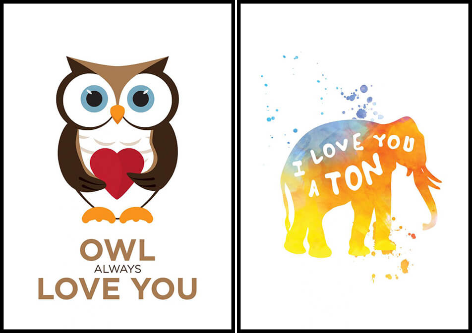 Posters med djur - posters med text