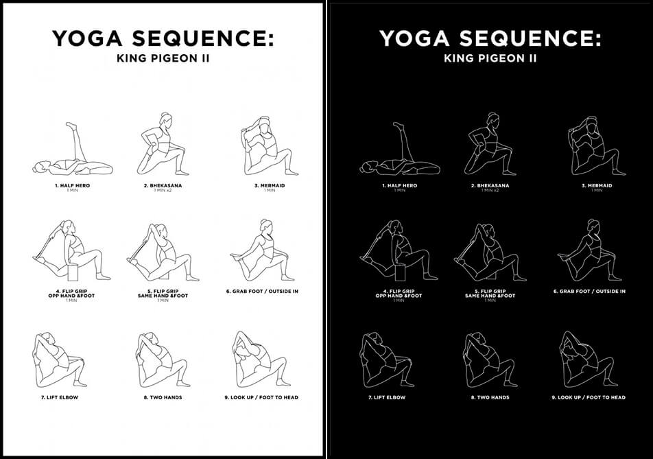 Yoga-poster i svart eller vitt - King Pigeon II
